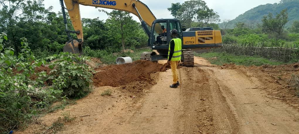 LWSC heavy equipment and field supervisor developing access road infrastructure